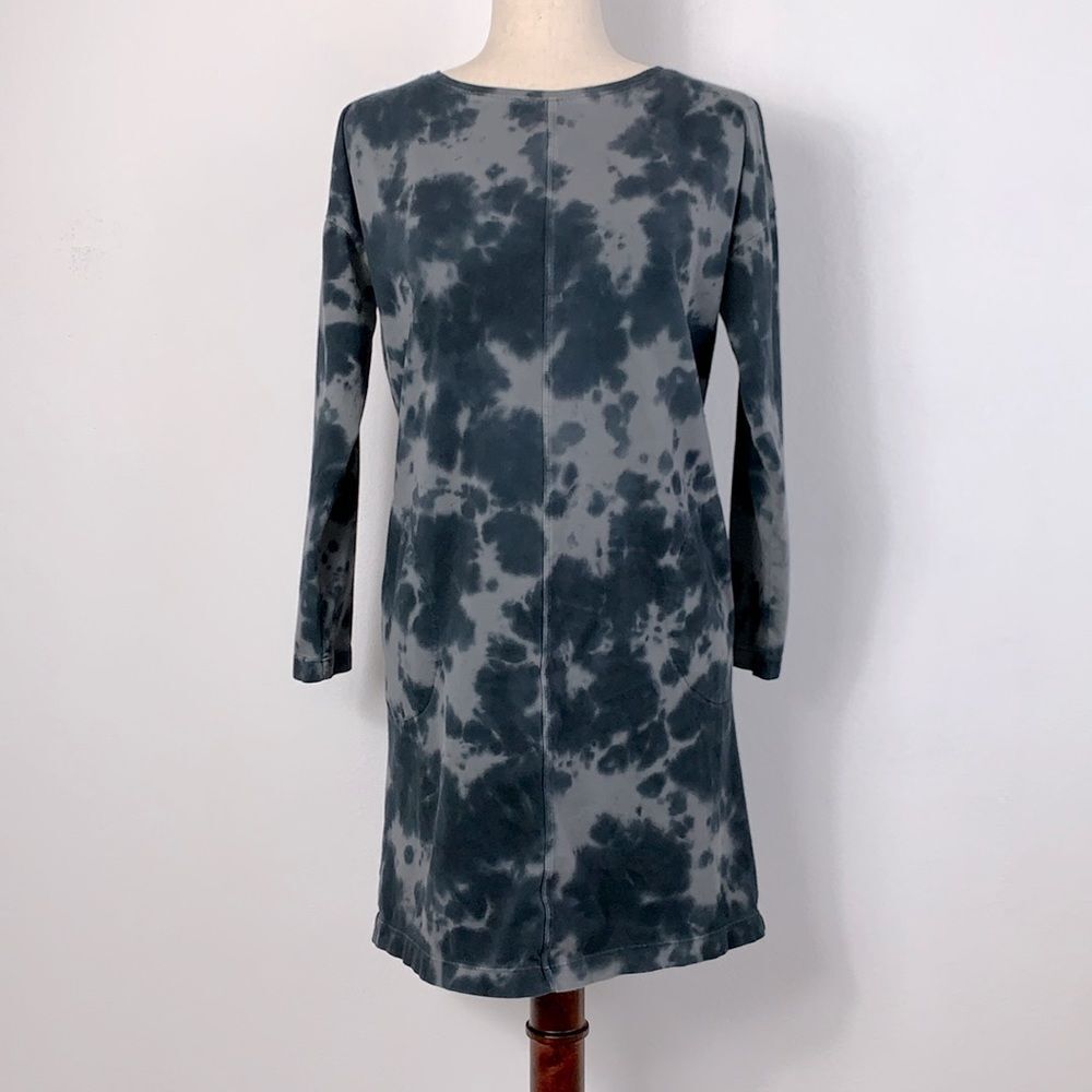 J. Jill Pure Jill Cloud Tie Dyed 100% Cotton Knit Dress Carbon Black & Grey Sz S